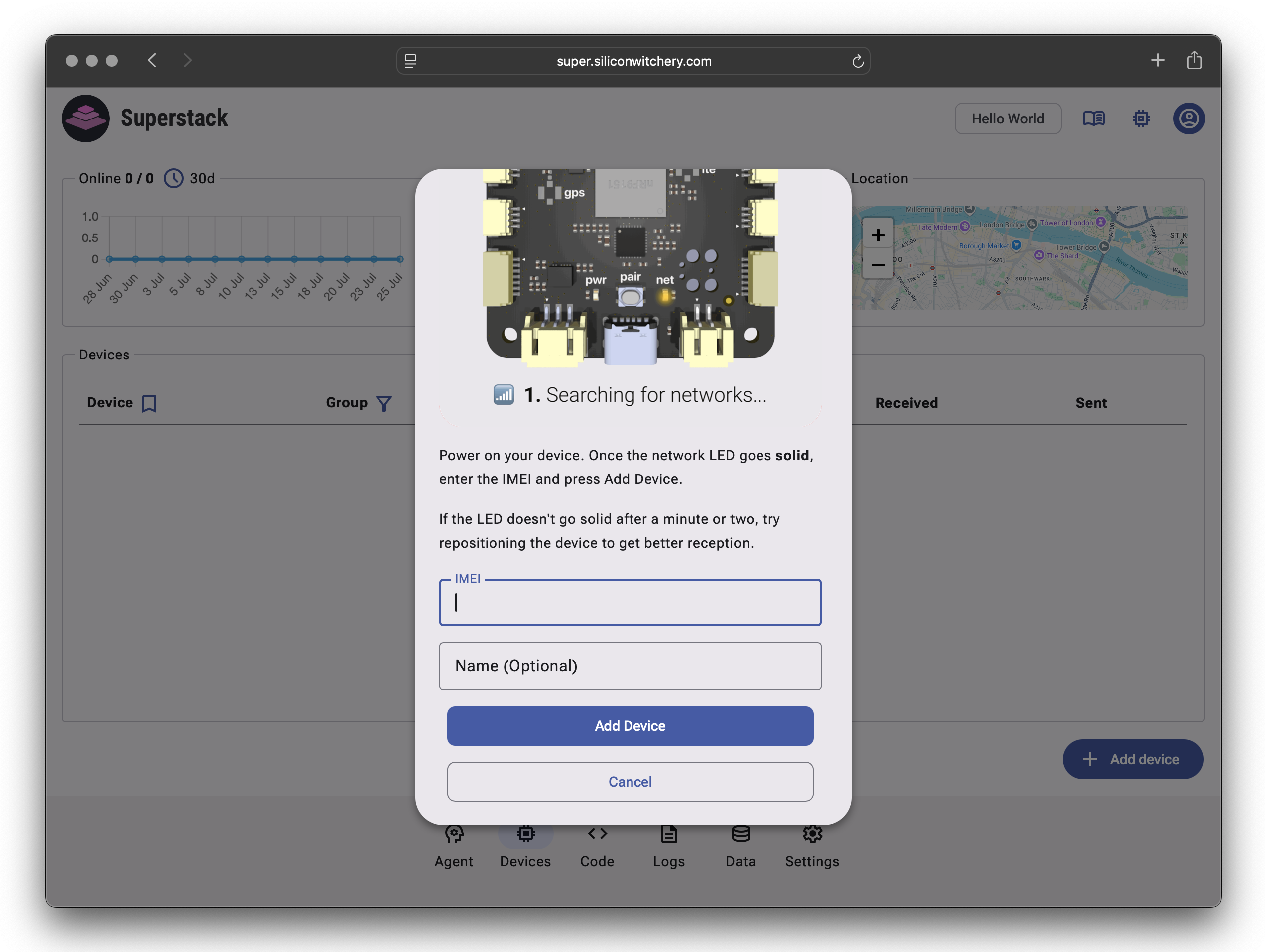 Add device modal