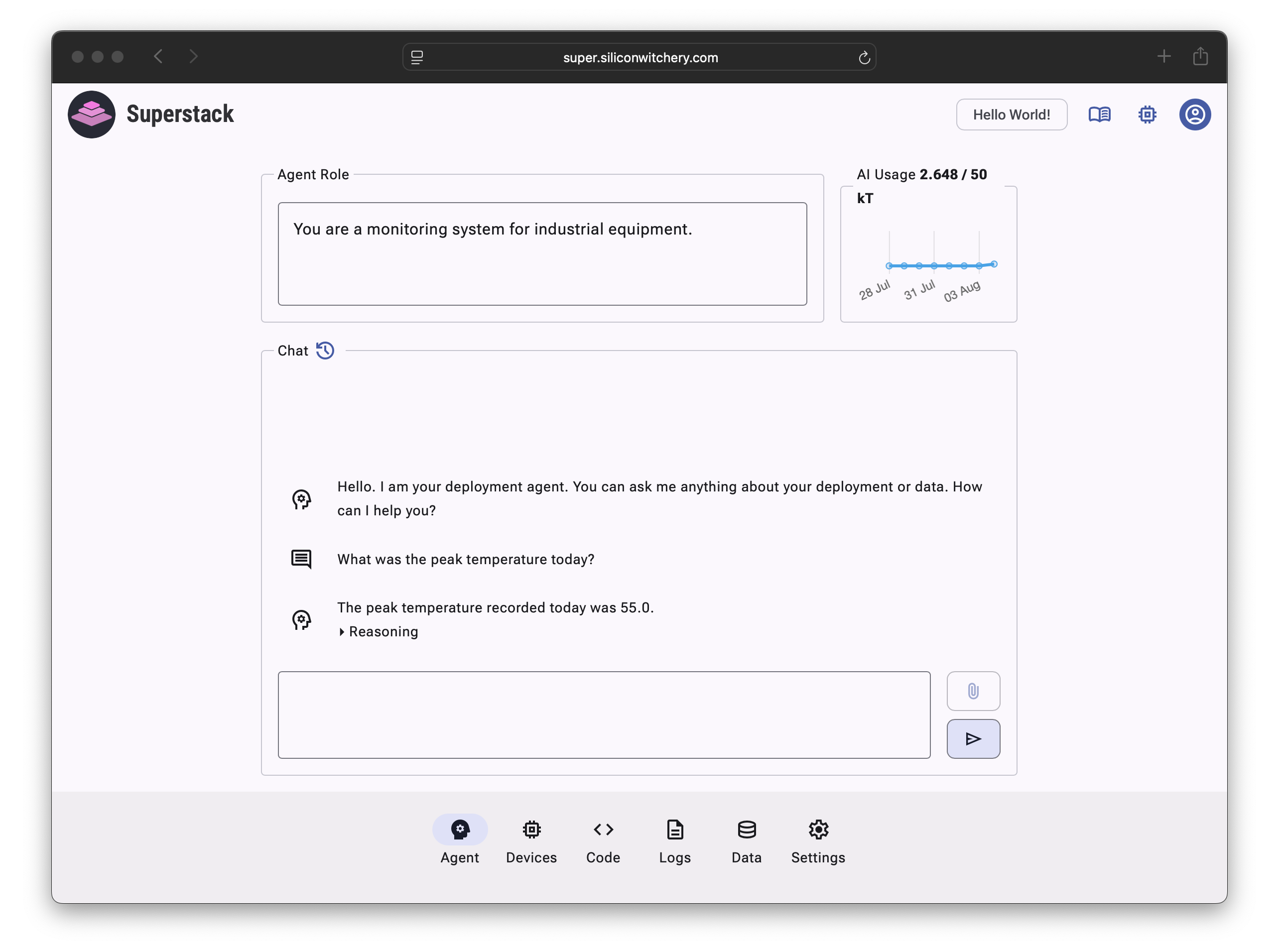 Querying the AI Agent around the data