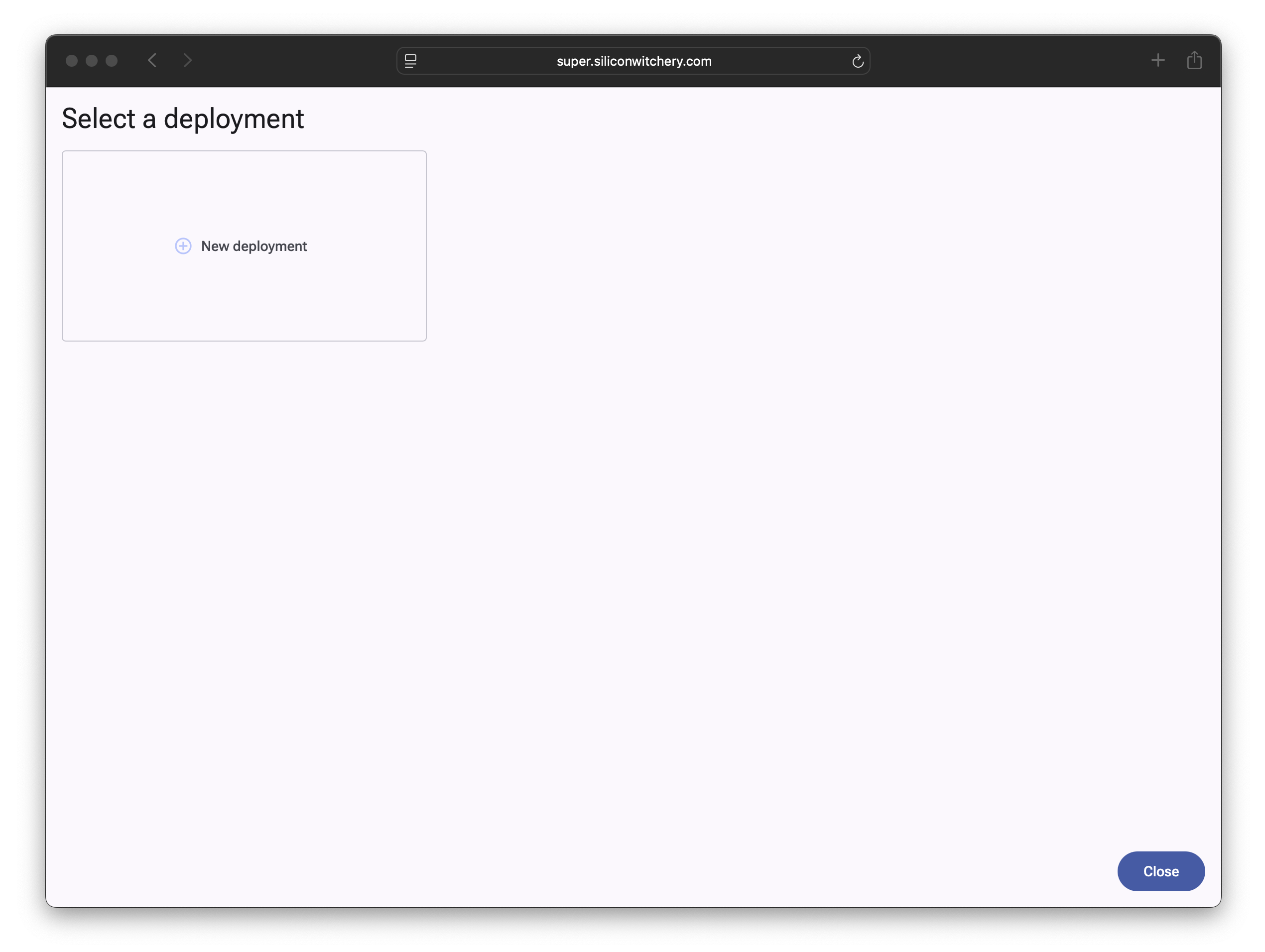 Deployments modal showing the add deployment button