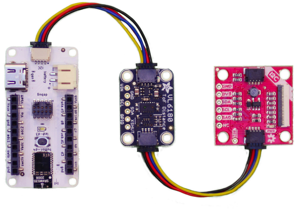 Stemma QT and QWIIC boards connected to S1 popout board