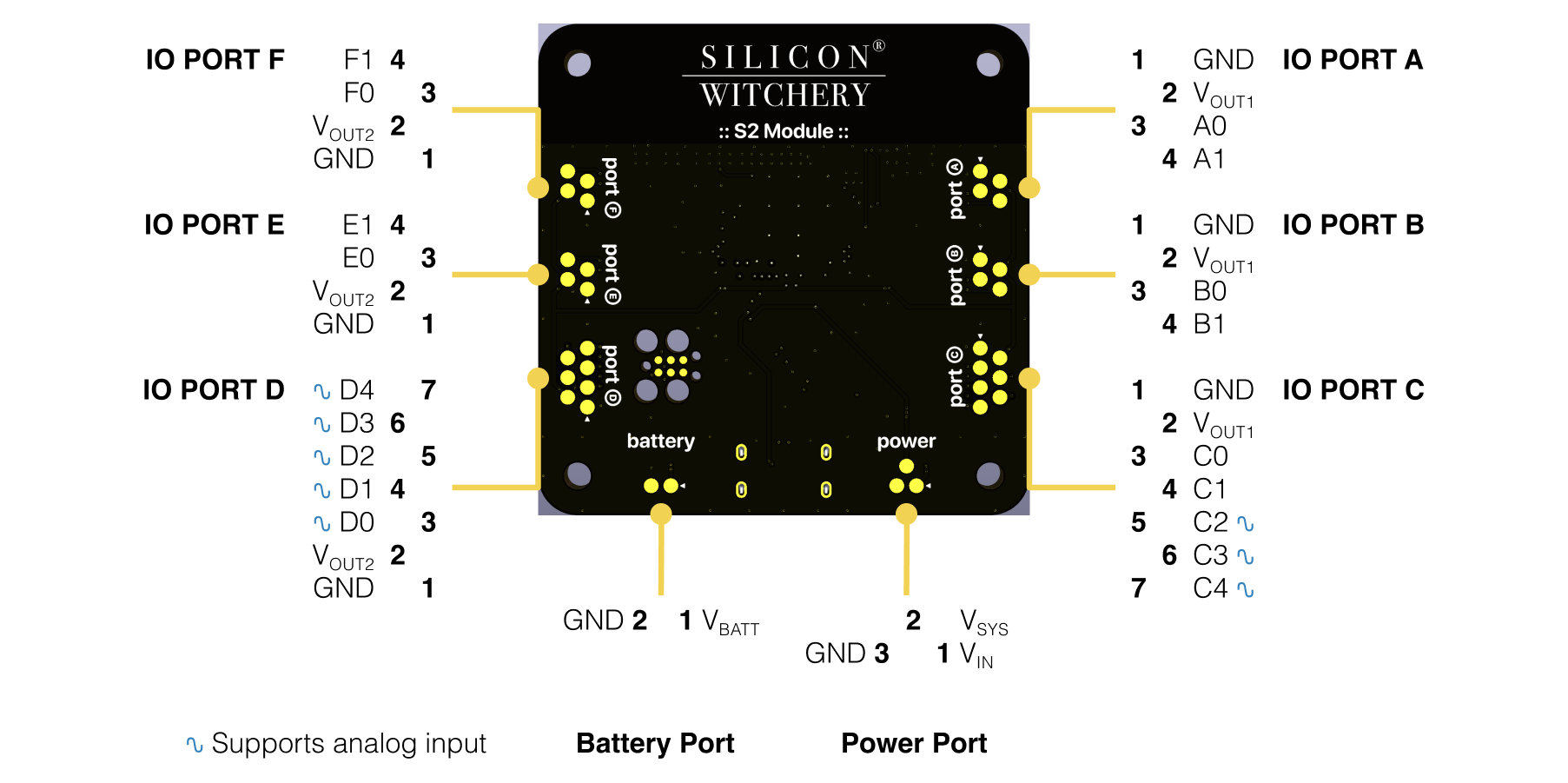 Silicon Witchery S2 Module Bottom Pinout