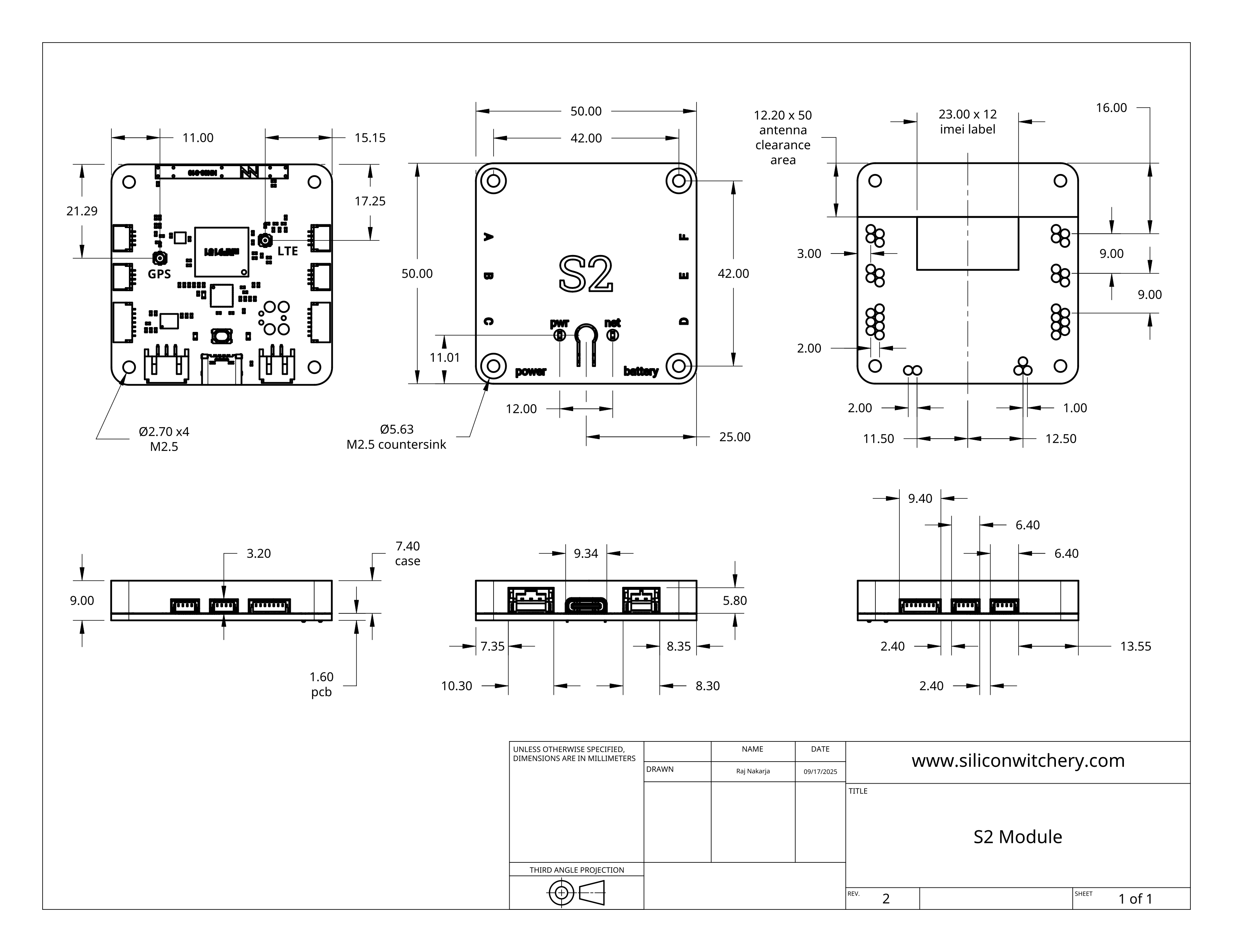 Silicon Witchery S2 Module Mechanical Drawing