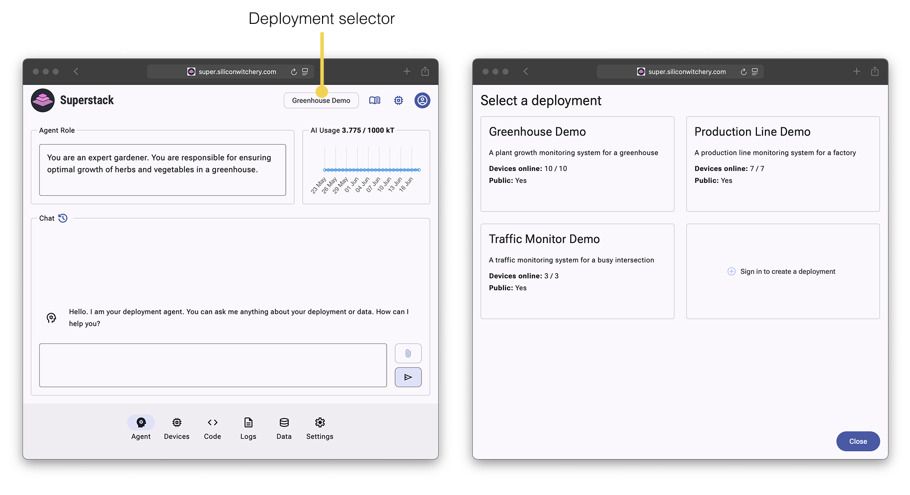 Superstack deployment selection