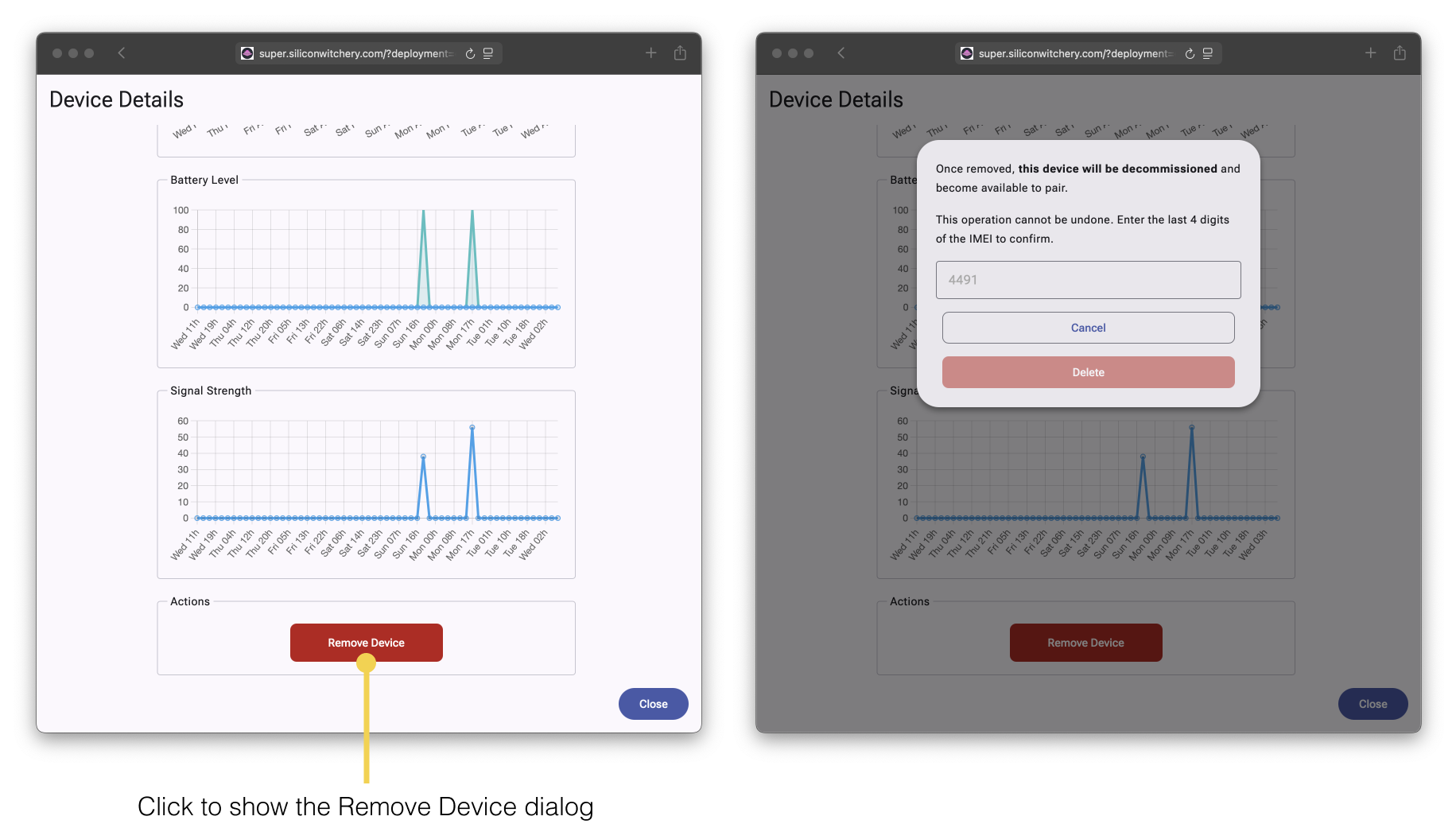 Superstack remove device dialog